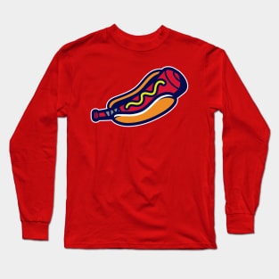 Hot Dog Baseball Bat Sports Mascot T-Shirt: Fun & Bold Design for Baseball Lovers! Long Sleeve T-Shirt